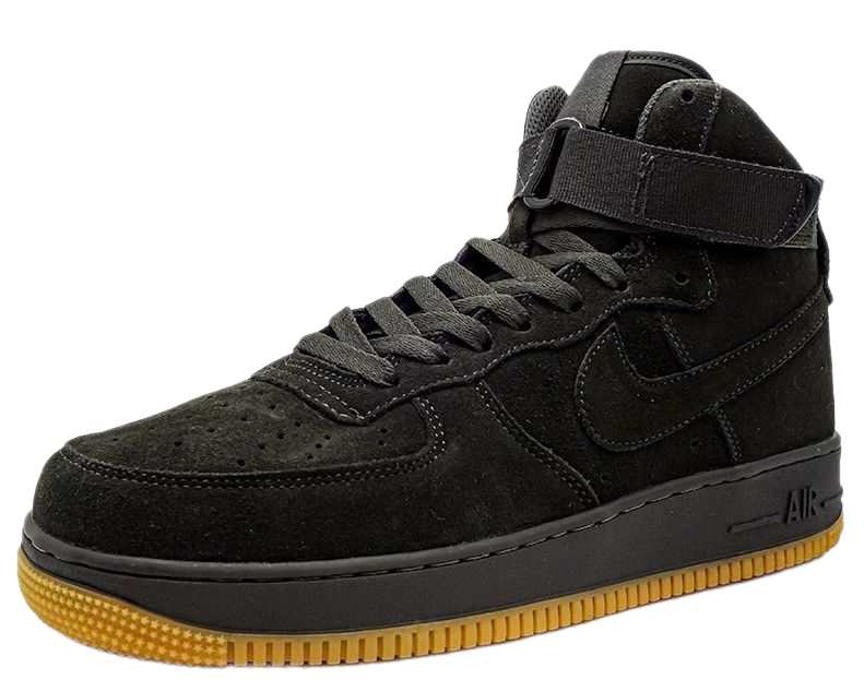 Nike Air Force 1 Mid Black/Grey/Yellow с мехом